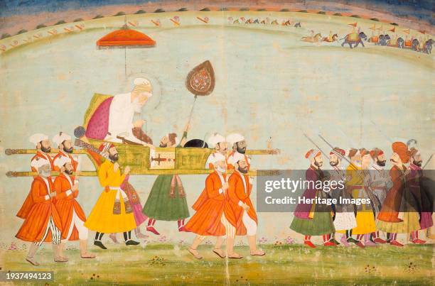 Emperor Aurangzeb Carried on a Palanquin, circa 1775. Creator: Unknown.
