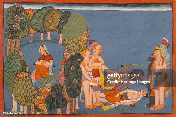 Sita in the Forest Grove ; Rama and Lakshmana Stricken , Folio from the 'Shangri' Ramayana , between circa 1700 and circa 1710. Creator: Unknown.