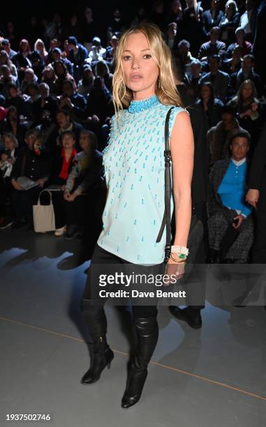Kate Moss attends the Dior Homme front row during Paris Fashion Week Menswear Fall/Winter 2024-2025 at Ecole Militaire on January 19, 2024 in Paris,...