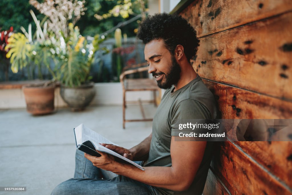 Young man reading the Bible