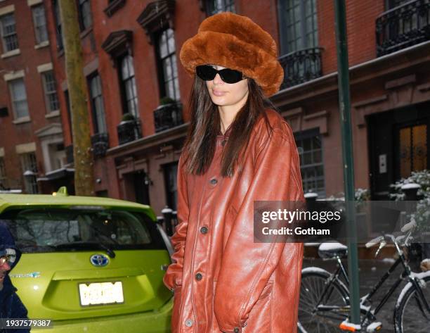 Emily Ratajkowski is seen on January 16, 2024 in New York City.