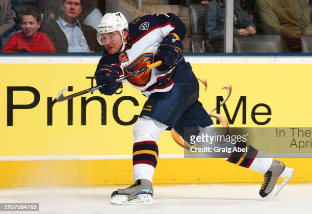 Ilya Kovalchuk of the Atlanta Thrashers skates against the Toronto Maple Leafs during NHL game action on March 29, 2004 at Air Canada Centre in...