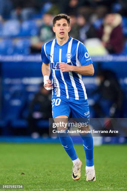 Giuliano Simeone of Deportivo Alaves in action during the Copa Del Rey Round of 32 match between Deportivo Alaves and Real Betis at Estadio de...