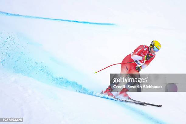 Niels Hintermann of Switzerland during the Audi FIS Alpine Ski World Cup - Mens Downhill on January 19, 2024 in Kitzbuehel, Austria.