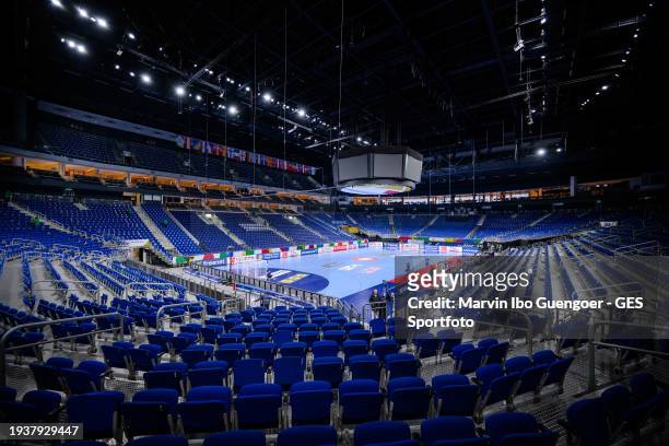 General view of the Arena prior to the Men's EHF Euro 2024 preliminary round match between North Macedonia and Switzerland at Mercedes-Benz Arena on...