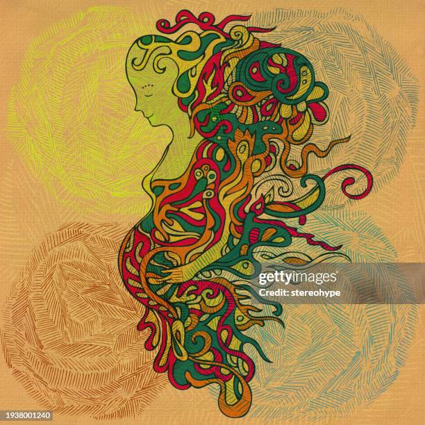 birthing new dawn - early pregnancy stock illustrations