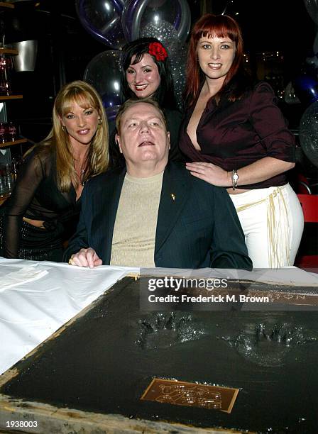 To R) Actress Jenna Jameson, CE0/producer Larry Flynt, Katrina Kravin and Kylie Ireland pose during Jameson's ceremony inducting her into the Hustler...