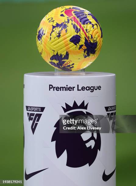 The official Premier League Nike Flight ball is seen prior to the Premier League match between Newcastle United and Manchester City at St. James Park...