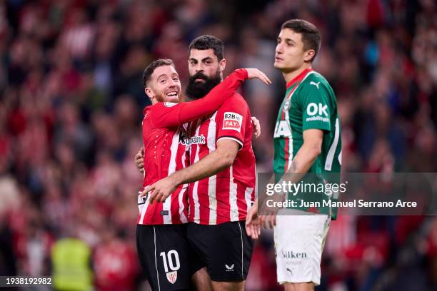 Asier Villalibre of Athletic Club celebrates with his teammates Iker Muniain of Athletic Club after scoring the team's second goal during the Copa...