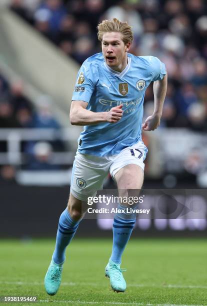 Kevin De Bruyne of Manchester City during the Premier League match between Newcastle United and Manchester City at St. James Park on January 13, 2024...