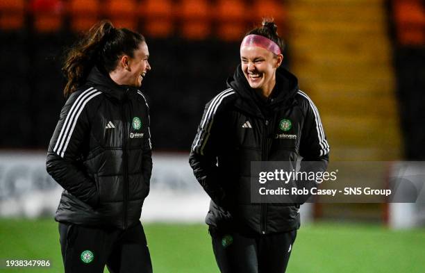 Celtic's Kelly Clark and Caitlin Hayes during a Sky Sports Cup semi-final match between Celtic and Rangers at Excelsior Stadium, on January 19 in...