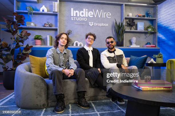 Brigette Lundy-Paine, Jane Schoenbrun and Justice Smith at the IndieWire Sundance Studio, Presented by Dropbox held on January 19, 2024 in Park City,...