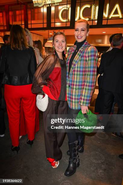 Anna Ovtchinnikova and Verena Kerth attend the 25th Anniversary of L'Osteria at L'Osteria on January 16, 2024 in Munich, Germany.