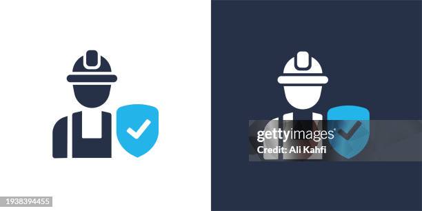 worker insurance. solid icon that can be applied anywhere, simple, pixel perfect and modern style. - building contractor stock illustrations