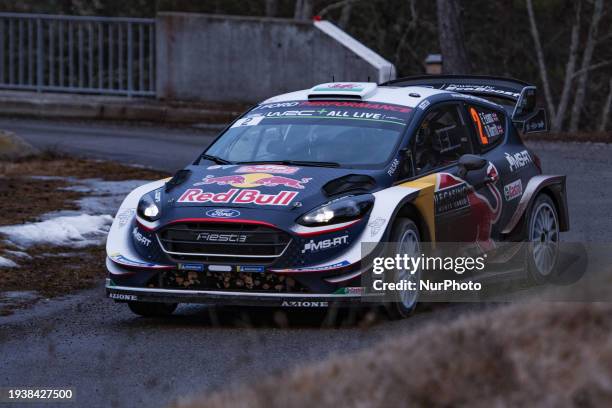 Evans Elfyn and Barritt Daniel are racing in their Ford Fiesta WRC for Team M-Sport Ford WRT during one day of the FIA World Rally Championship WRC...