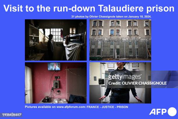 Presents 31 photographs taken at the Saint-Etienne-La Talaudiere detention center in La Talaudiere, central-eastern France, on January 18, 2024. More...