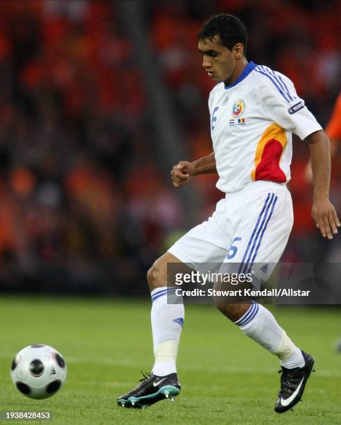 June 17: Mirel Radoi of Romania on the ball during the UEFA Euro 2008 Group C match between Netherlands and Romania at Stade De Suisse on June 17,...