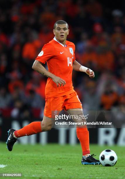 June 17: Wilfred Bouma of Netherlands on the ball during the UEFA Euro 2008 Group C match between Netherlands and Romania at Stade De Suisse on June...