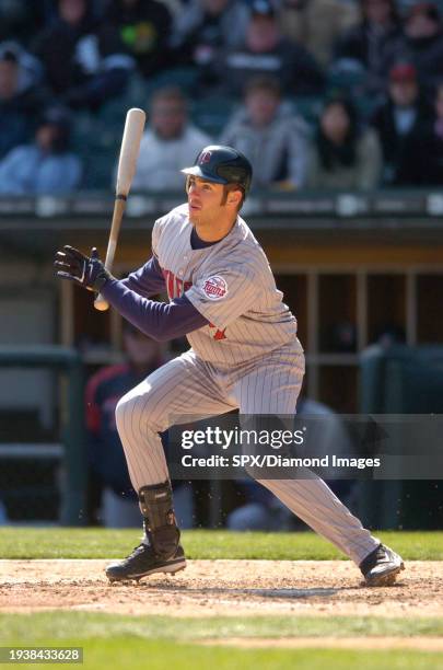 Joe Mauer of the Minnesota Twins bats during a game against the Chicago White Sox at U.S. Cellular Field on April 8, 2007 in Chicago, Illinois.