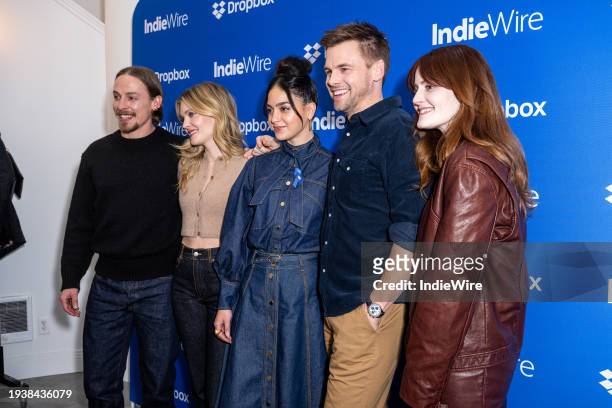 Edmund Donovan, Meghann Fahy, Melissa Barrera, Tommy Dewey and Kayla Foster at the IndieWire Sundance Studio, Presented by Dropbox held on January...
