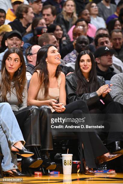 Kendall Jenner attends a basketball game between the Oklahoma City Thunder and Los Angeles Lakers on January 15, 2024 at Crypto.Com Arena in Los...