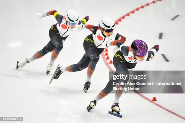 Yukino Yosida of Japan leads her team during the ISU Four Continents Speed Skating Championships at on January 19, 2024 in Salt Lake City, Utah.