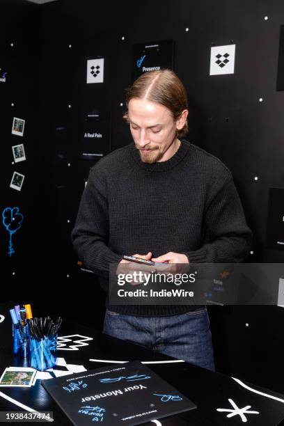 Edmund Donovan at the IndieWire Sundance Studio, Presented by Dropbox held on January 19, 2024 in Park City, Utah.