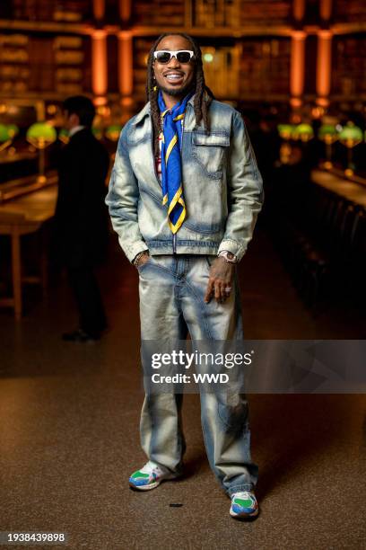 Quavo at Kenzo Men's Fall 2024 as part of Paris Men's Fashion Week held at Bibliothèque Nationale on January 19, 2024 in Paris, France.