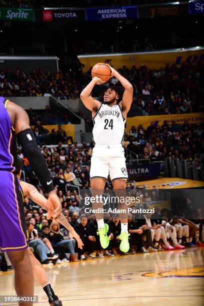 Cam Thomas of the Brooklyn Nets shoots the ball during the game on January 19, 2024 at Crypto.Com Arena in Los Angeles, California. NOTE TO USER:...