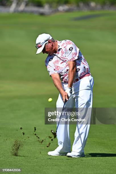 Scott Parel plays his second shot on the first hole during the second round of the PGA TOUR Champions Mitsubishi Electric Championship at Hualalai...