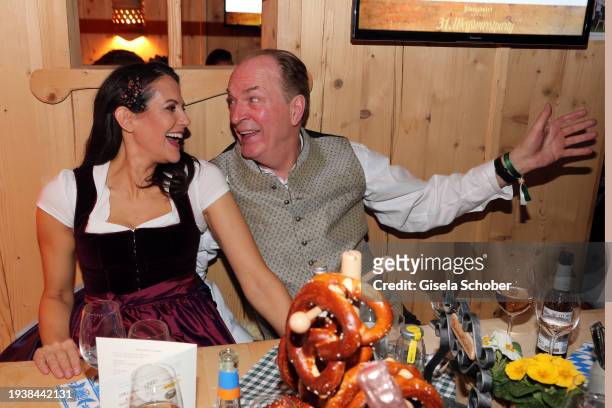 Bettina Zimmermann, Herbert Knaup during the 31st Weißwurstparty at Hotel Stanglwirt on January 19, 2024 in Going near Kitzbuehel, Austria.