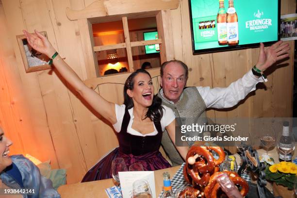 Bettina Zimmermann, Herbert Knaup during the 31st Weißwurstparty at Hotel Stanglwirt on January 19, 2024 in Going near Kitzbuehel, Austria.