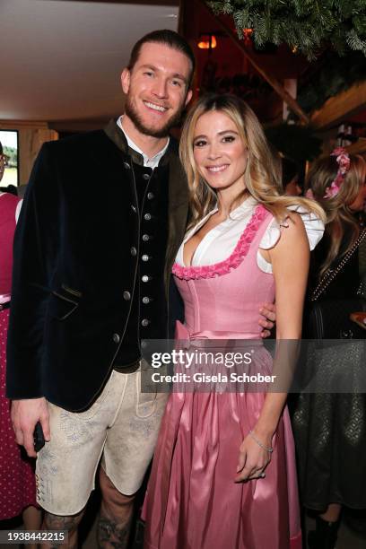 Goal keeper Loris Karius and Diletta Liotta during the 31st Weißwurstparty at Hotel Stanglwirt on January 19, 2024 in Going near Kitzbuehel, Austria.