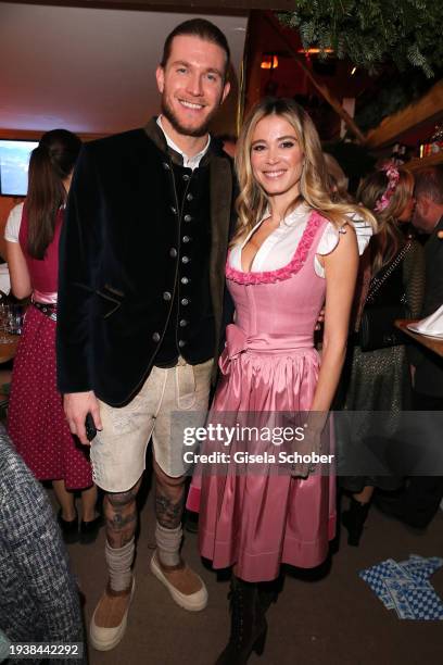 Goal keeper Loris Karius and Diletta Liotta during the 31st Weißwurstparty at Hotel Stanglwirt on January 19, 2024 in Going near Kitzbuehel, Austria.