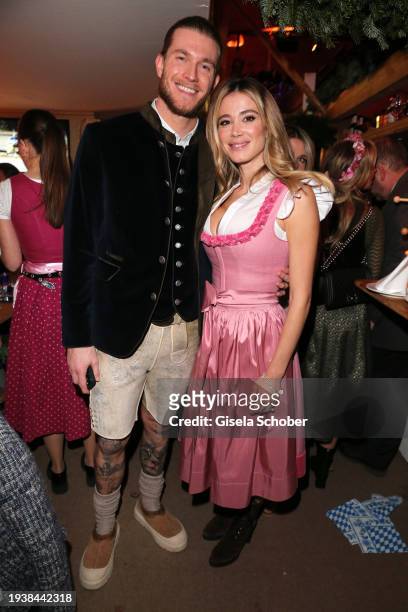 Goal keeper Loris Karius and Diletta Liotta during the 31st Weißwurstparty at Hotel Stanglwirt on January 19, 2024 in Going near Kitzbuehel, Austria.