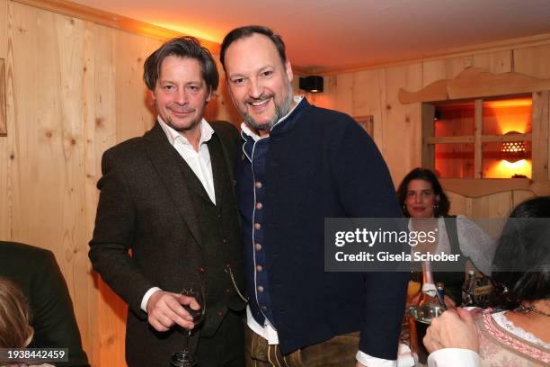 Fritz Karl, Felix Moese during the 31st Weißwurstparty at Hotel Stanglwirt on January 19, 2024 in Going near Kitzbuehel, Austria.