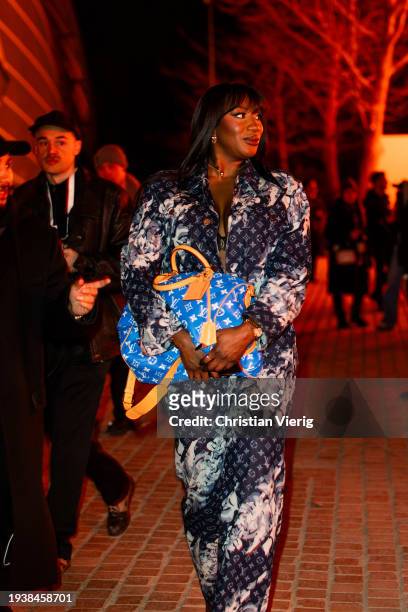 Aya Nakamurais seen outside Louis Vuitton during the Menswear Fall/Winter 2024/2025 as part of Paris Fashion Week on January 16, 2024 in Paris,...