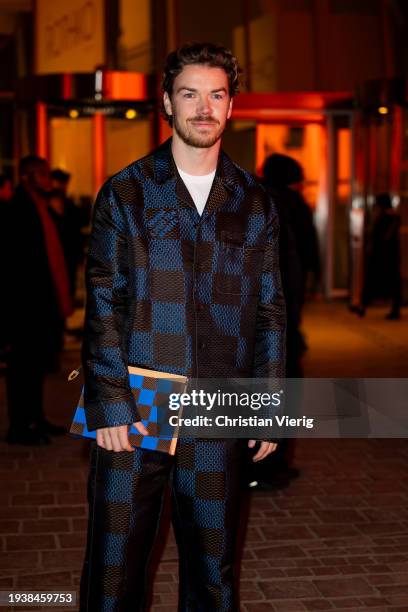 Will Poulter is seen outside Louis Vuitton during the Menswear Fall/Winter 2024/2025 as part of Paris Fashion Week on January 16, 2024 in Paris,...