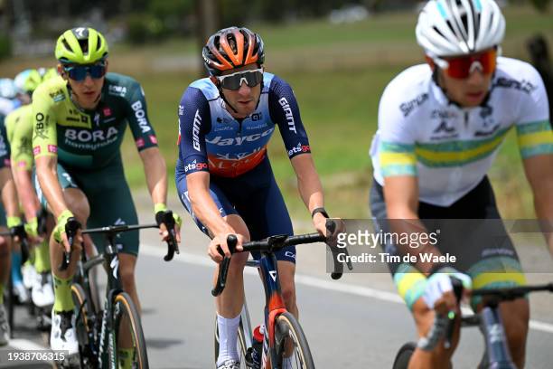 Chris Harper of Australia and Team Jayco AlUla competes during the 24th Santos Tour Down Under 2024, Stage 2 a 141.6km stage from Norwood to Lobethal...
