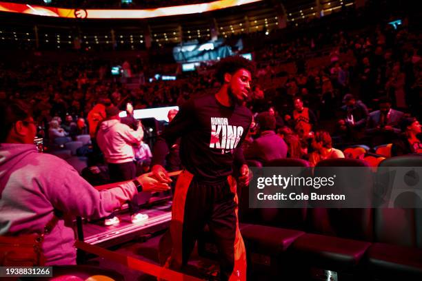 Thaddeus Young of the Toronto Raptors takes the court ahead their NBA game against the Boston Celtics at Scotiabank Arena on January 15, 2024 in...