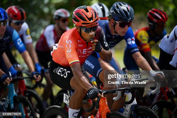 Jhonatan Narvaez of Ecuador and Team INEOS Grenadiers feeds during the 24th Santos Tour Down Under 2024, Stage 2 a 141.6km stage from Norwood to...