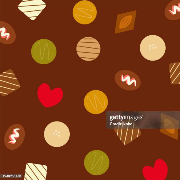 chocolate truffles, chocolate pralines. background. - cocoa powder stock illustrations