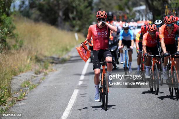Joshua Tarling of United Kingdom and Team INEOS Grenadiers carrying the feed for his teammates during the 24th Santos Tour Down Under 2024, Stage 2 a...