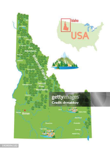 idaho state map - idaho county stock illustrations