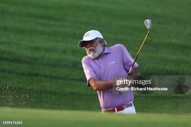 Pawan Munjal, CEO of Hero MotoCorp plays a shot during a pro-am prior to the Hero Dubai Desert Classic at Emirates Golf Club on January 17, 2024 in...