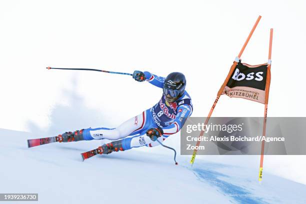 Cyprien Sarrazin of Team France in action during the Audi FIS Alpine Ski World Cup Men's Downhill on January 20, 2024 in Kitzbuehel, Austria.