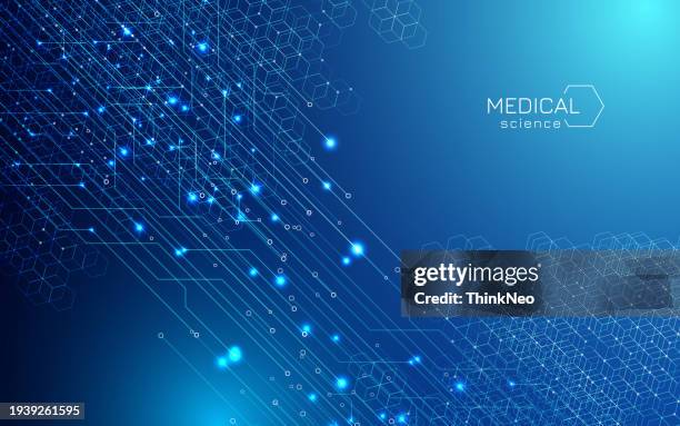 medicine and science with abstract digital blue background - lab blur background stock illustrations