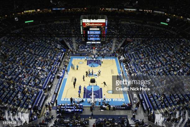 General view of the arena during warmups for the NBA game between the Cleveland Cavaliers and the New Orleans Hornets at the New Orleans Arena on...