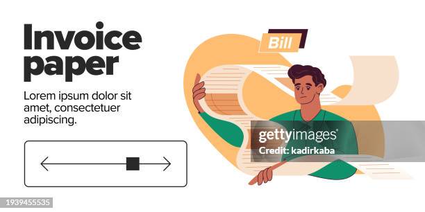invoice paper concept illustration. expenses and calculation. flat vector illustrations isolated on white background. use for business annual report, flyer, leaflet, brochure, modern style. - checking bills stock illustrations