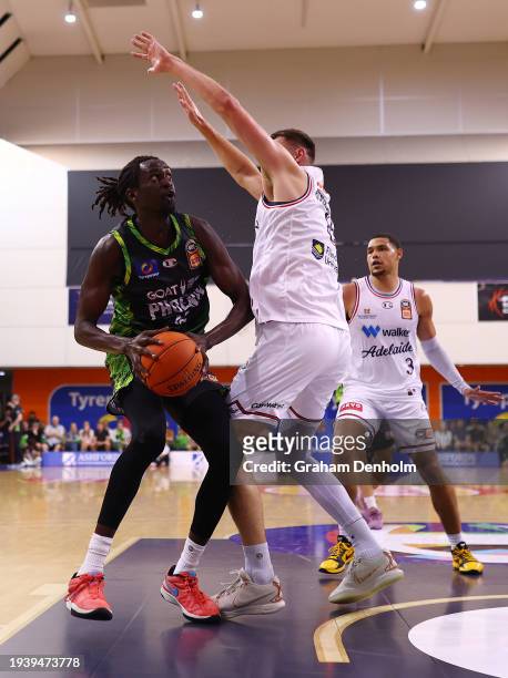 Gorjok Gak of the Phoenix in action during the round 16 NBL match between South East Melbourne Phoenix and Adelaide 36ers at State Basketball Centre...